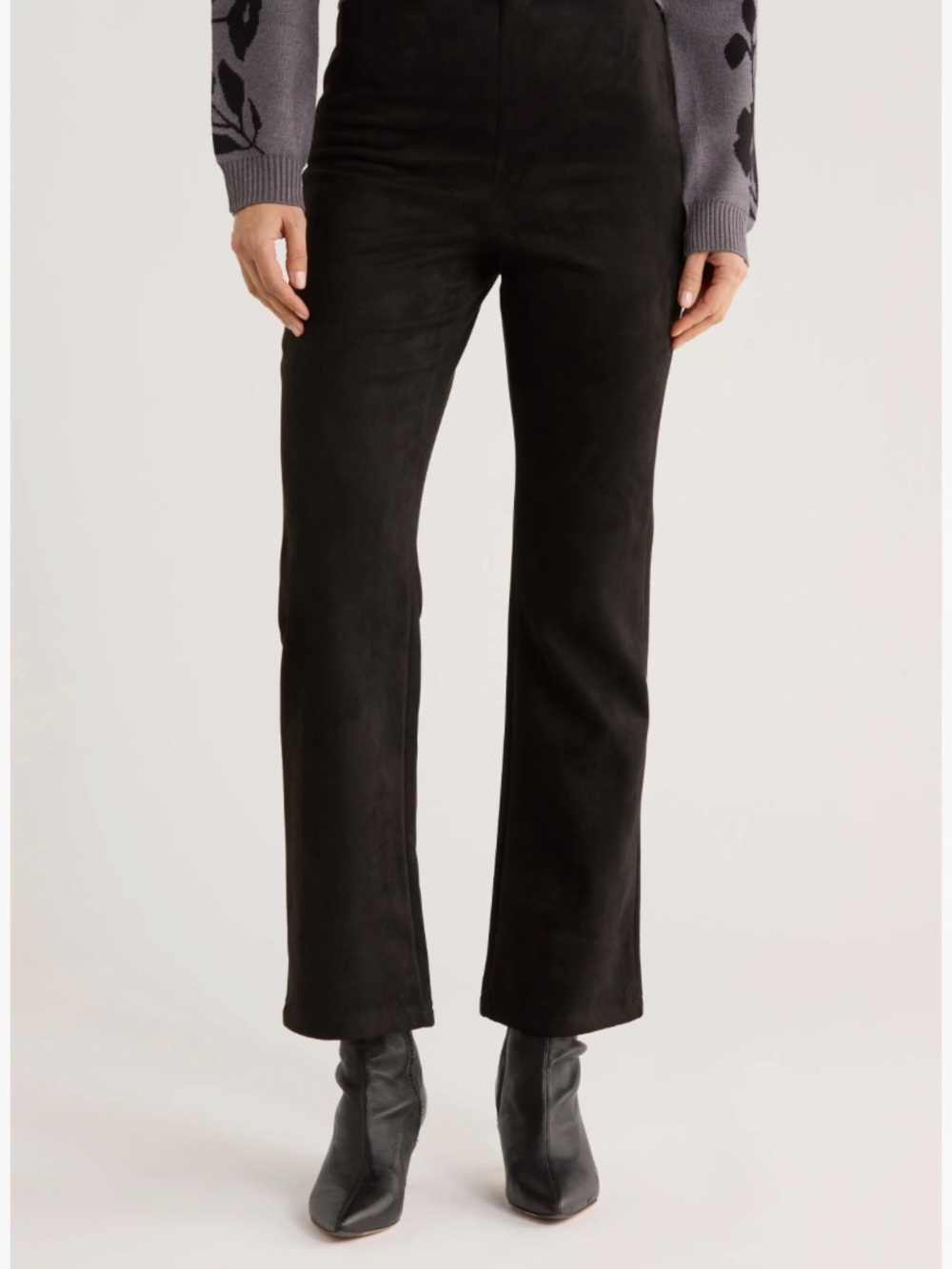 NWT‎ Ellen Tracy Faux Suede Semi Flare Leg Pants L Z57